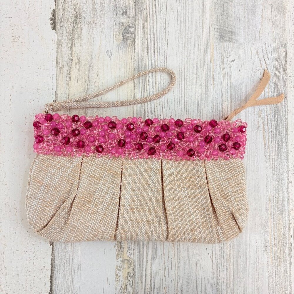 Banana Republic Pink Beaded Clutch Purse Wristlet